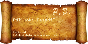 Páhoki Dezső névjegykártya