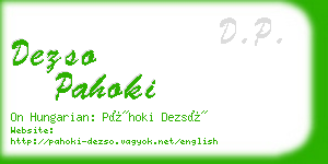 dezso pahoki business card